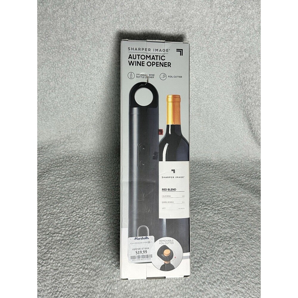 Sharper Image Wine Bottle Opener Black Automatic Universal Removable Foil Cutter